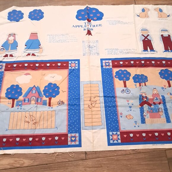 Vintage craft fabric panel set Cranston Springs Christmas stocking Goldilocks - Picture 6 of 10